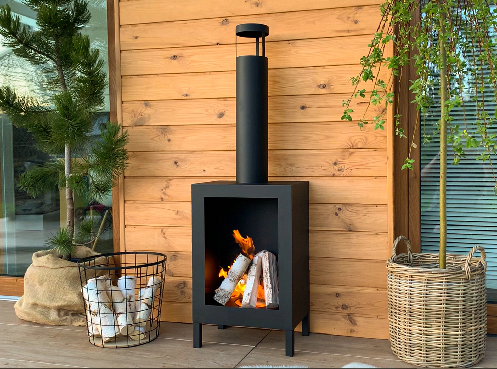 3347 Freistehender Bio-Kamin Kozen schwarz matt