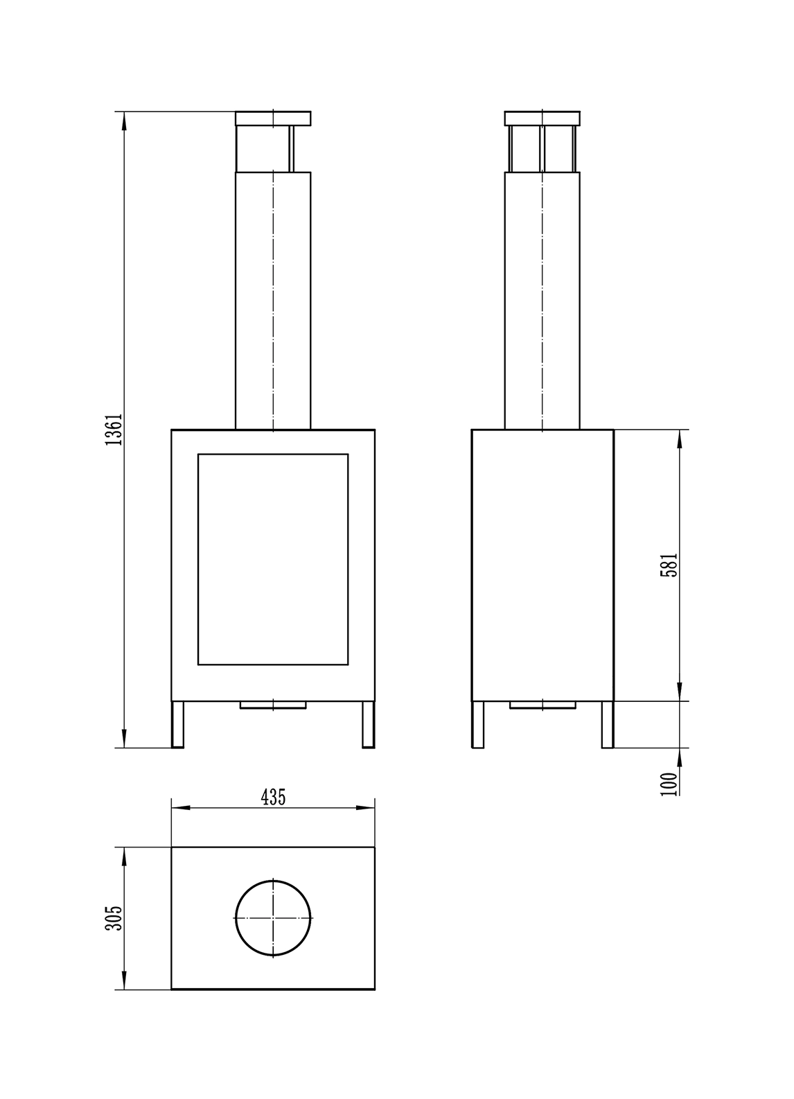 3355 Freistehender Bio-Kamin Kozen schwarz matt
