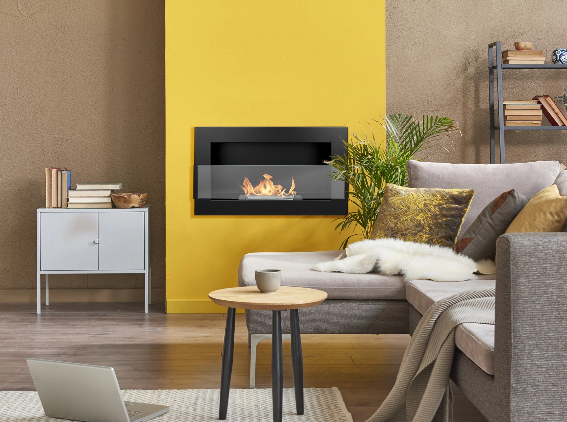3448 Bio-Kamin 650x400 mit Glas Schwarz Struktural.