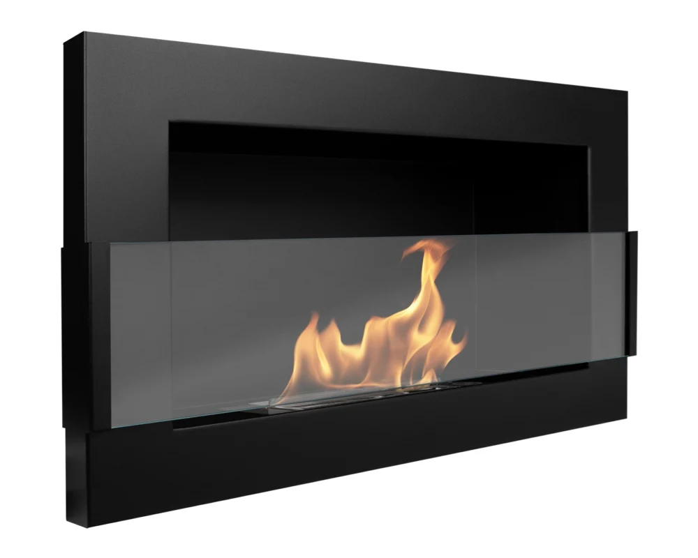 3451 Bio-Kamin 650x400 mit Glas Schwarz Struktural.
