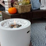 3464 Bioethanol-Standkamin MOON – Weiss Strukturmatt