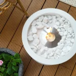 3466 Bioethanol-Standkamin MOON – Weiss Strukturmatt