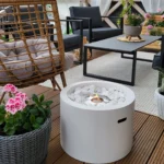 3468 Bioethanol-Standkamin MOON – Weiss Strukturmatt