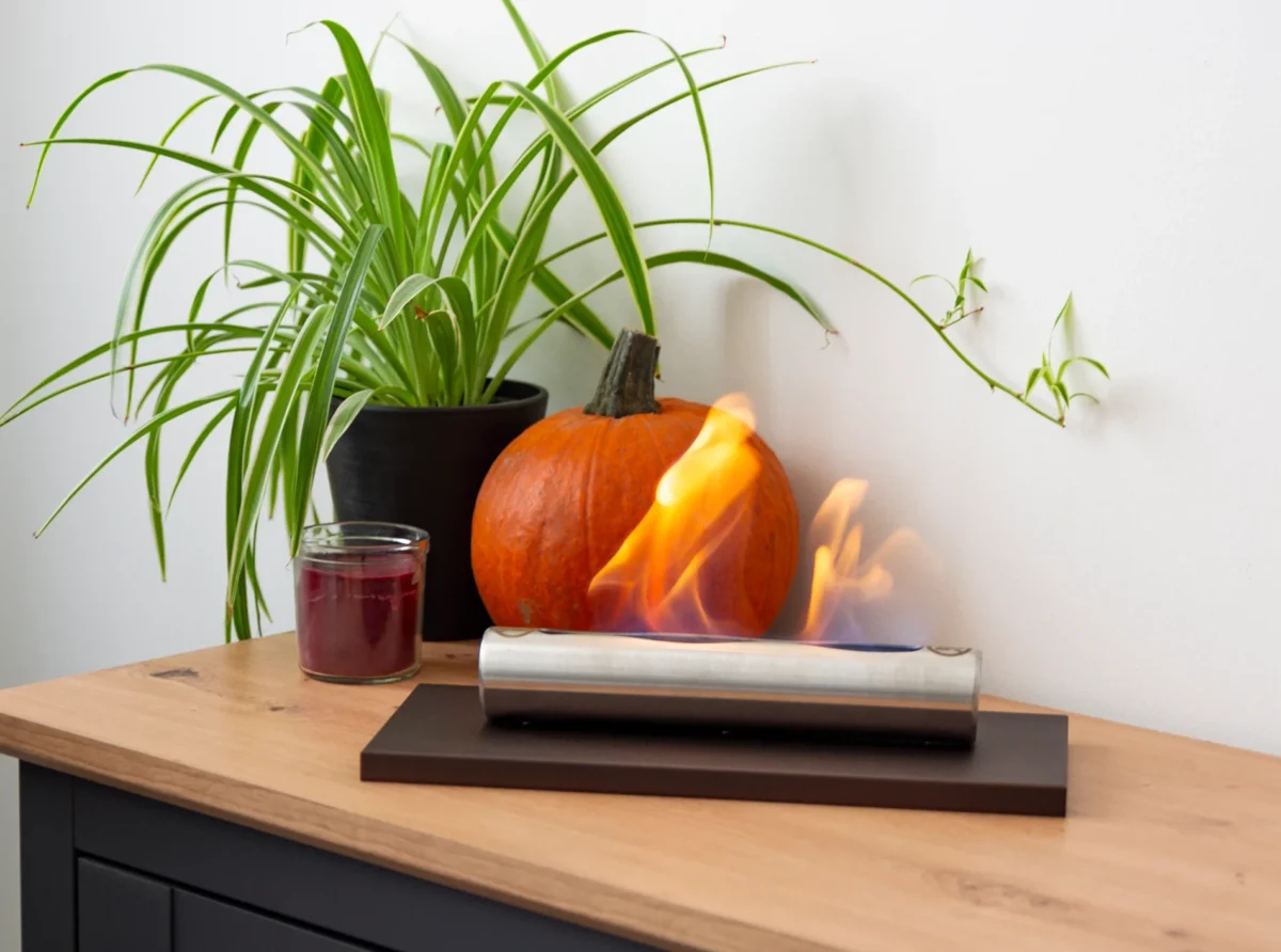 3800 Freistehender Bioethanol-Kamin Stainless matt braun