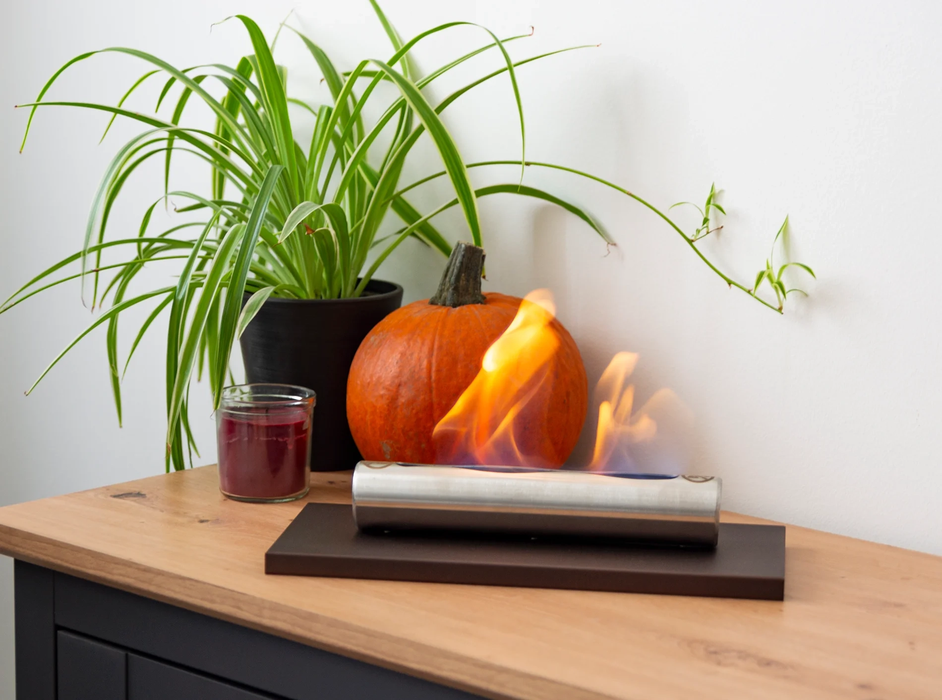 3800 Freistehender Bioethanol-Kamin Stainless matt braun