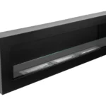 3850 Bioethanol-Wandkamin BOX 1200 × 400 – Schwarz Strukturmatt mit Glasscheibe