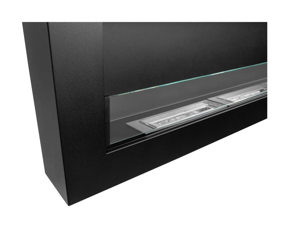 3851 Hängender Bio-Kamin mit Glas 1200x400 Box schwarz strukturiert matt