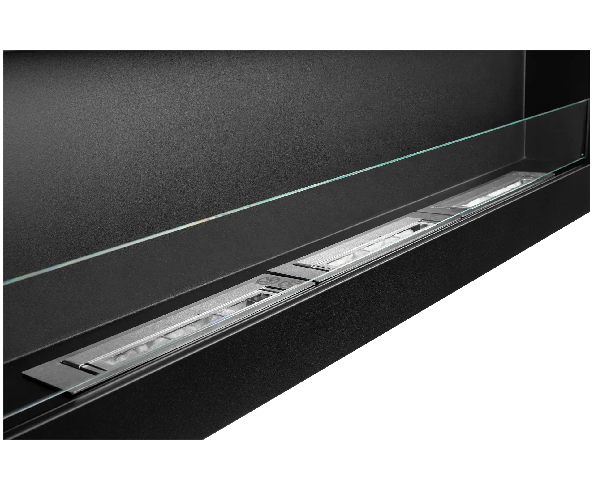 3852 Hängender Bio-Kamin mit Glas 1200x400 Box schwarz strukturiert matt