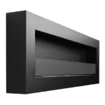 3853 Bioethanol-Wandkamin BOX 1200 × 400 – Schwarz Strukturmatt mit Glasscheibe