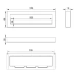 3855 Bioethanol-Wandkamin BOX 1200 × 400 – Schwarz Strukturmatt mit Glasscheibe