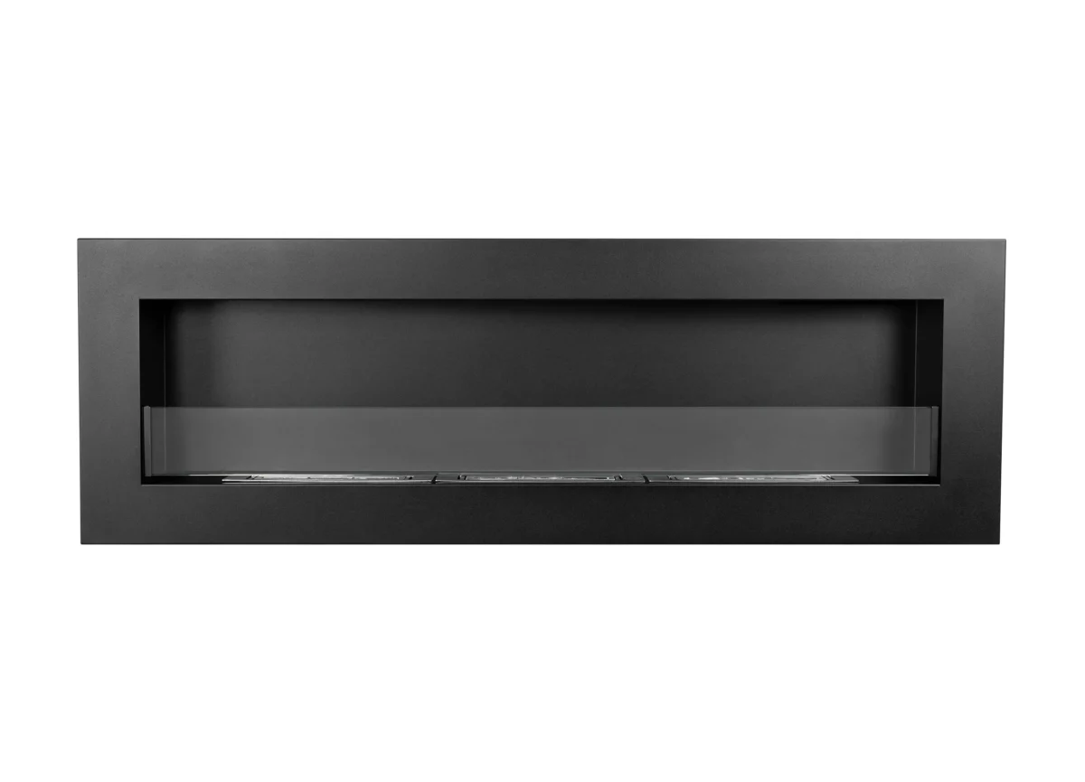 3859 Hängender Bio-Kamin mit Glas 1200x400 Box schwarz strukturiert matt