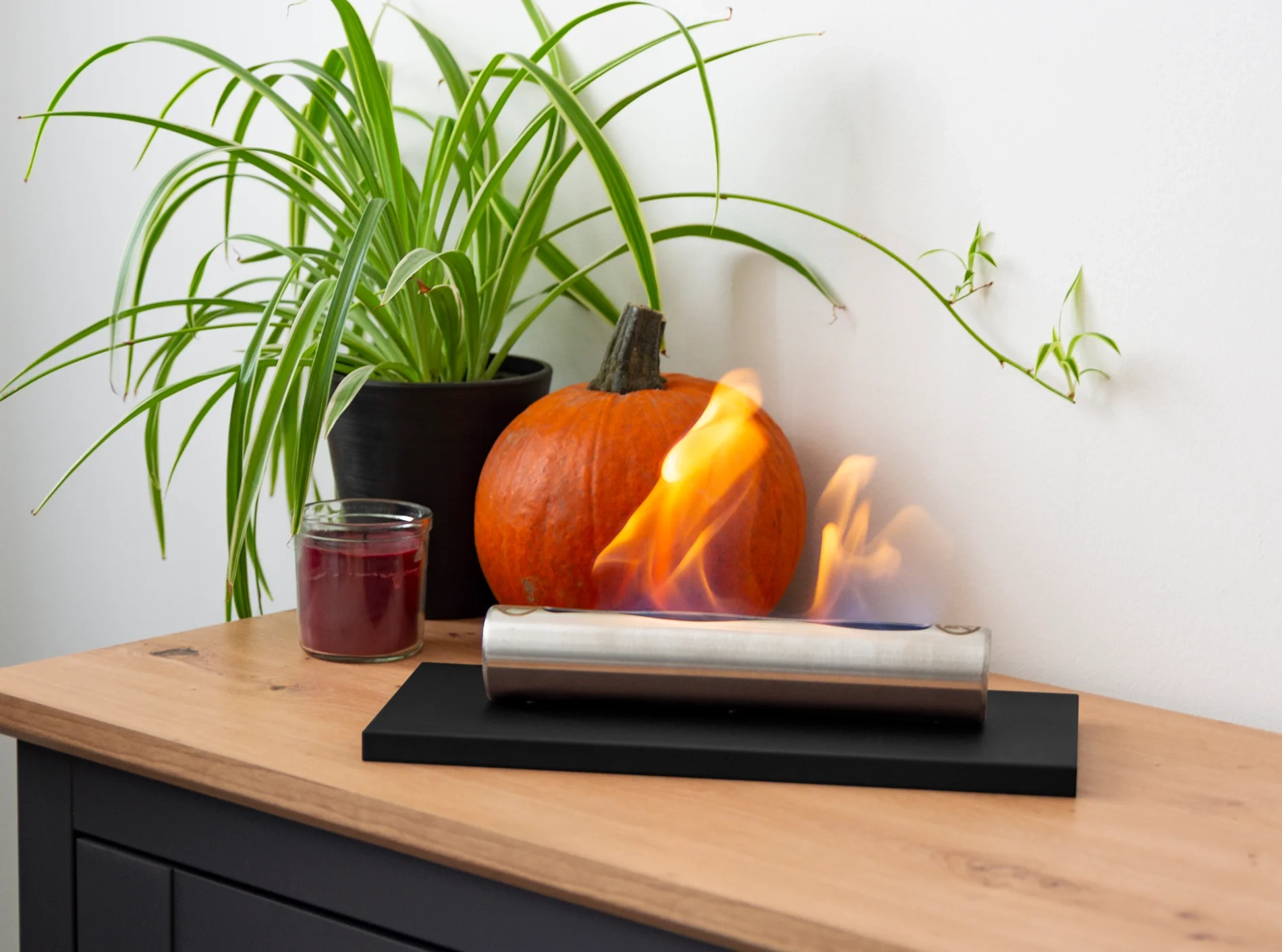3874 Freistehender Bio-Kamin Stainless Schwarz Matt