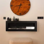3881 Bioethanol-Wandkamin BOX 1200 × 400 – Schwarz Strukturmatt mit Glasscheibe