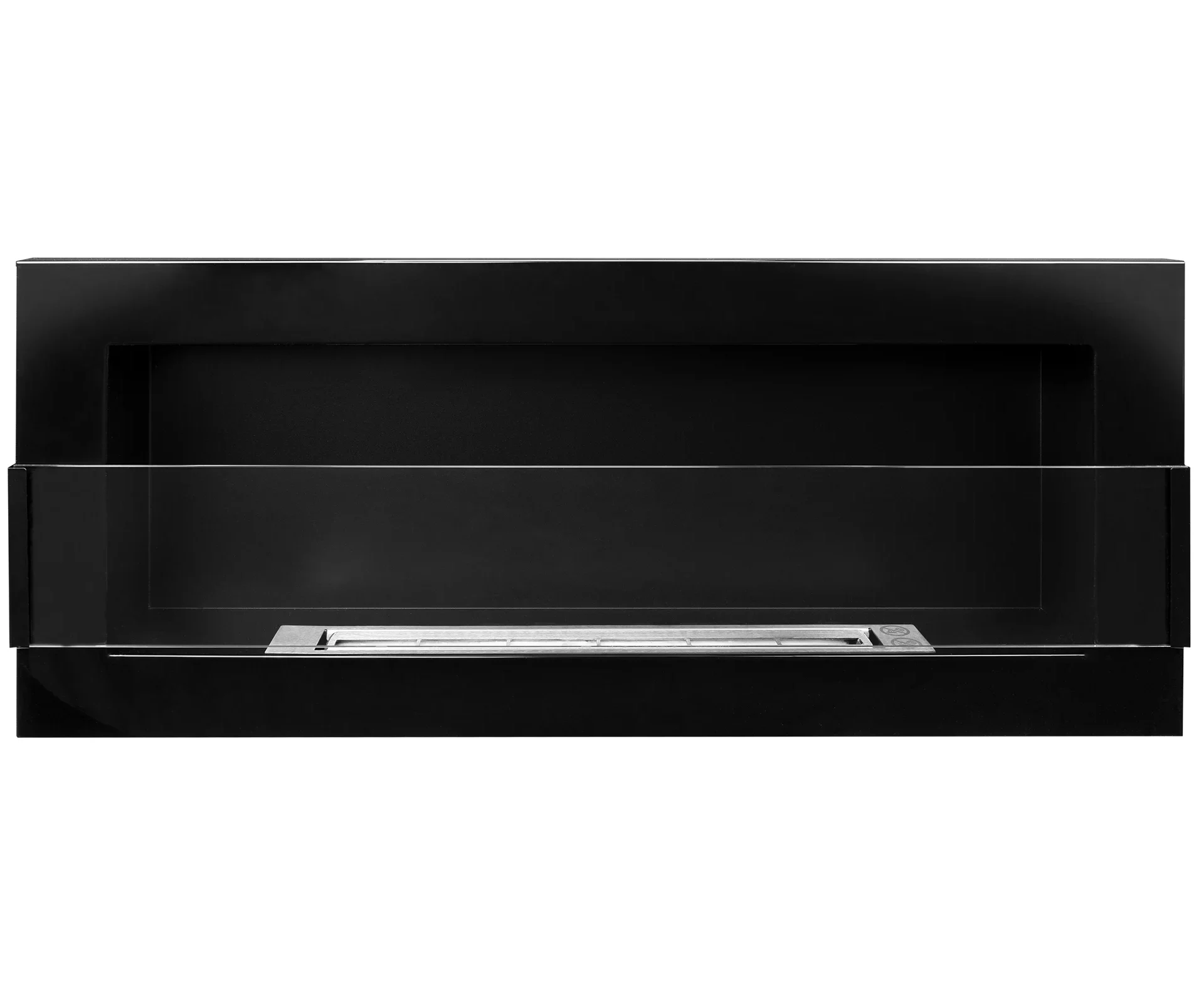 Wandbioethanolofen mit Glas 900x400 schwarz glänzend