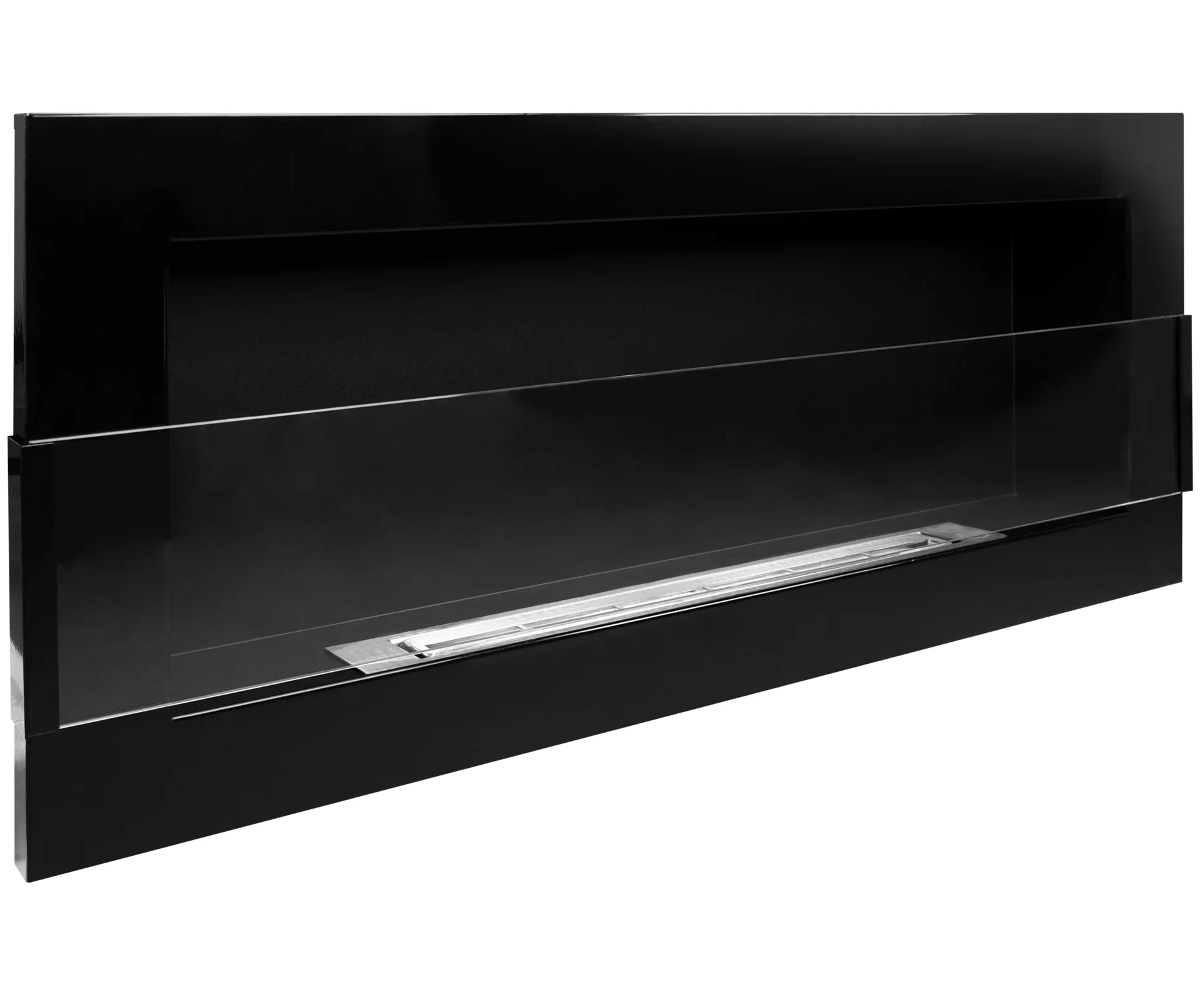 Wandbioethanolofen mit Glas 900x400 schwarz glänzend