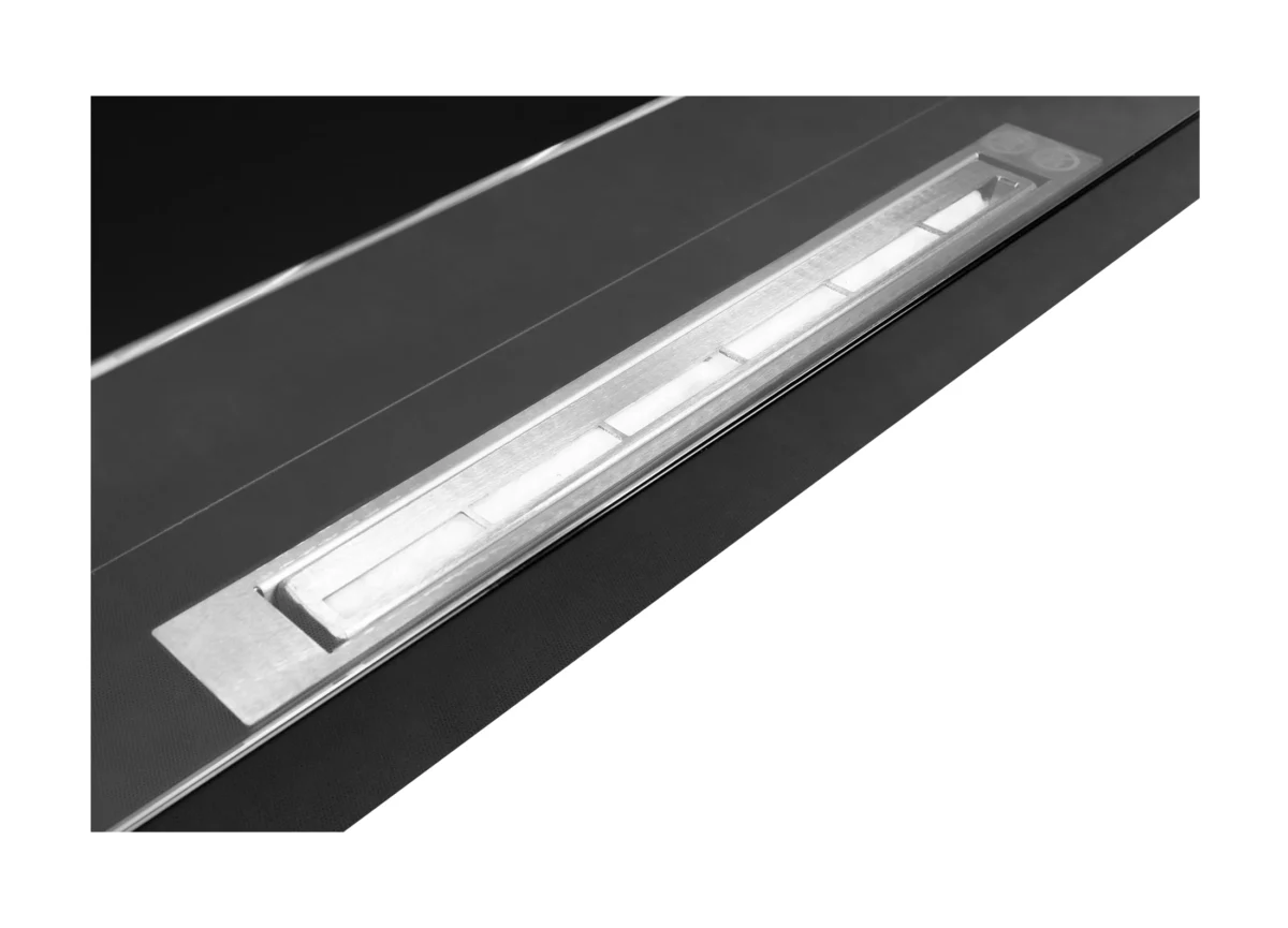 Wandbioethanolofen mit Glas 900x400 schwarz glänzend