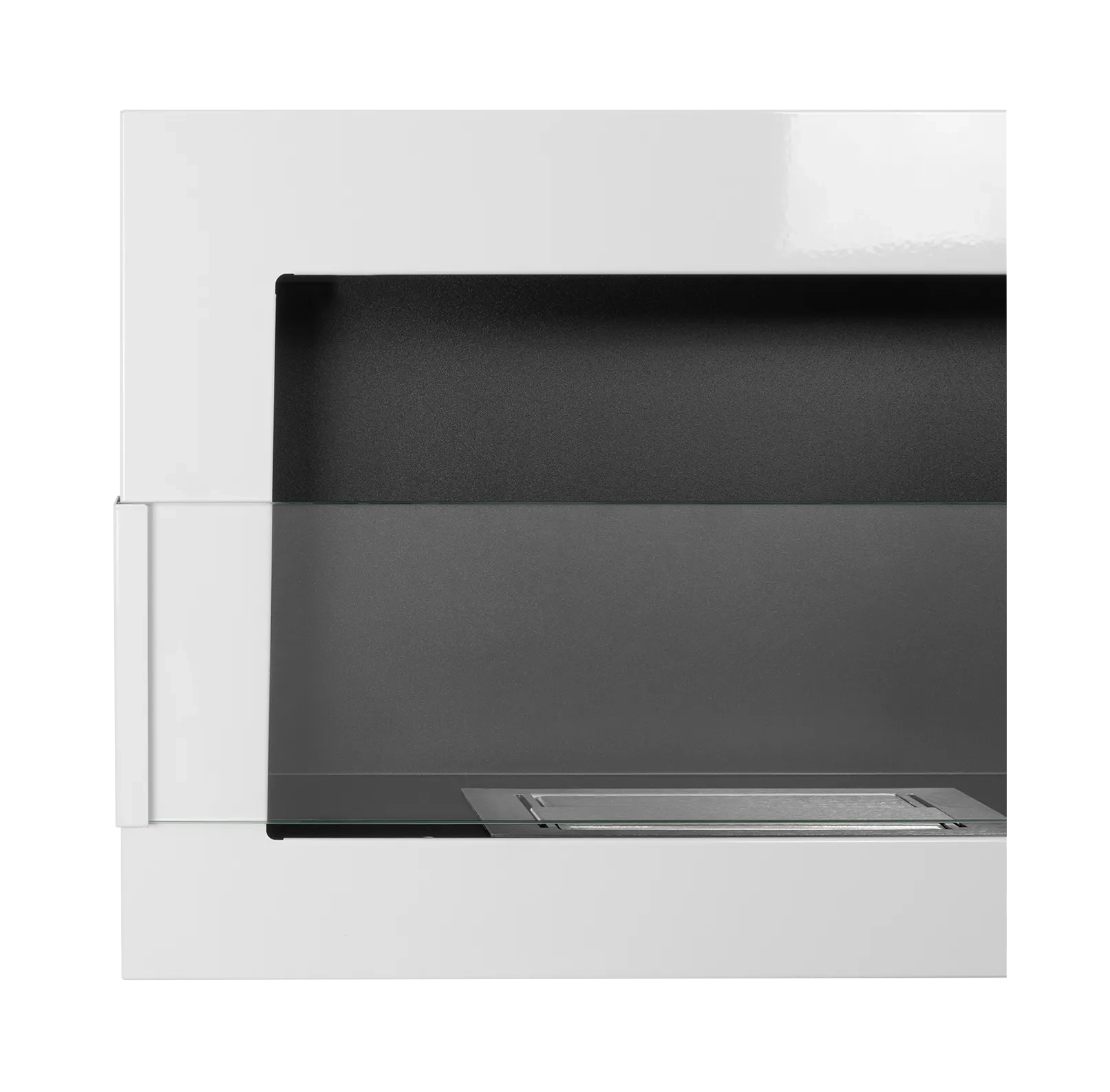 Wandbioethanolofen mit Glas 650x400 weiß glänzend