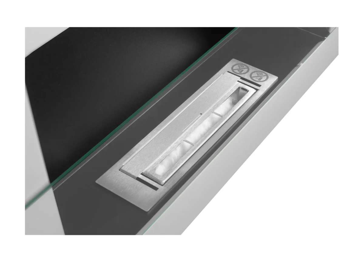 Wandbioethanolofen mit Glas 650x400 weiß glänzend
