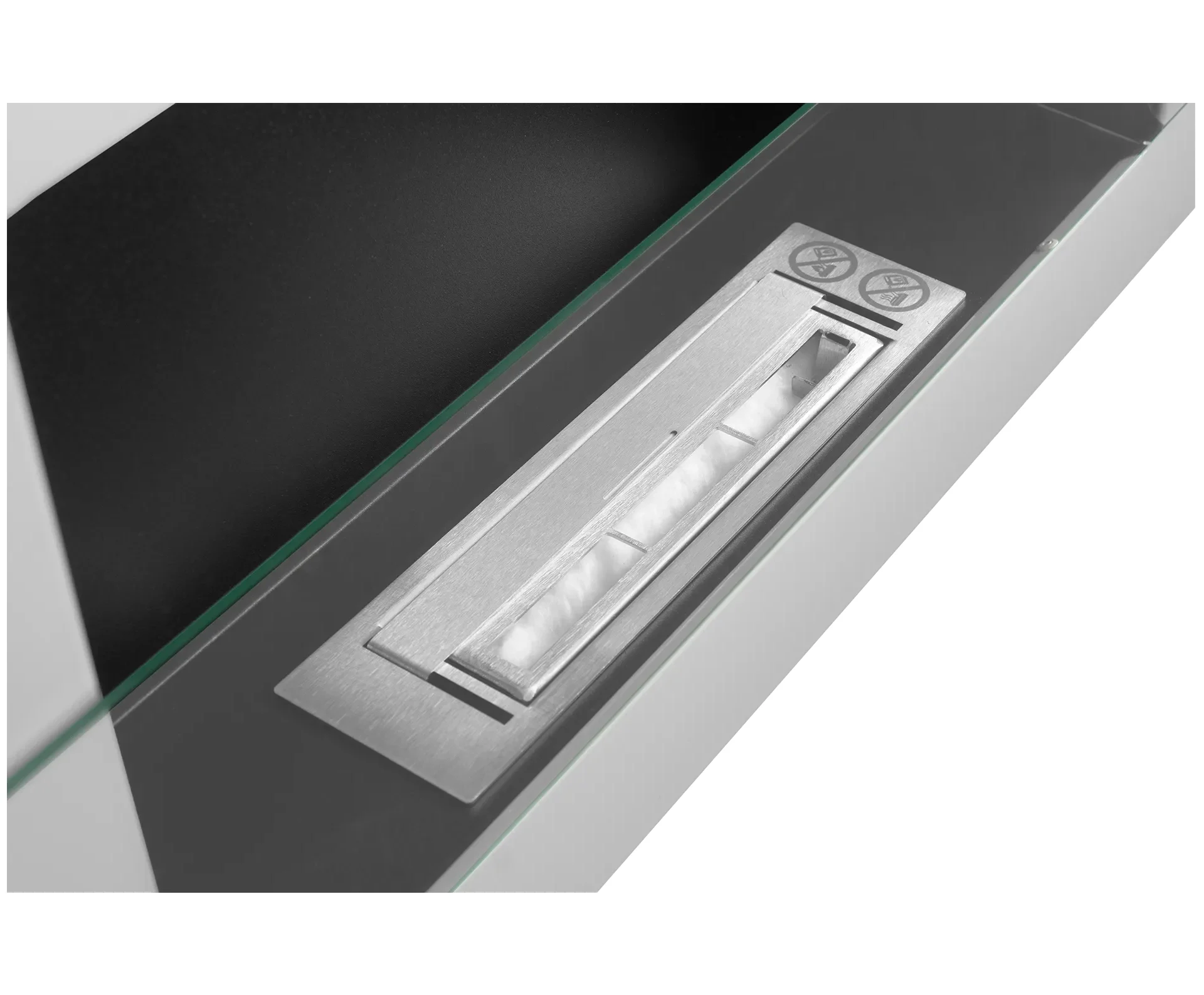 Wandbioethanolofen mit Glas 650x400 weiß glänzend