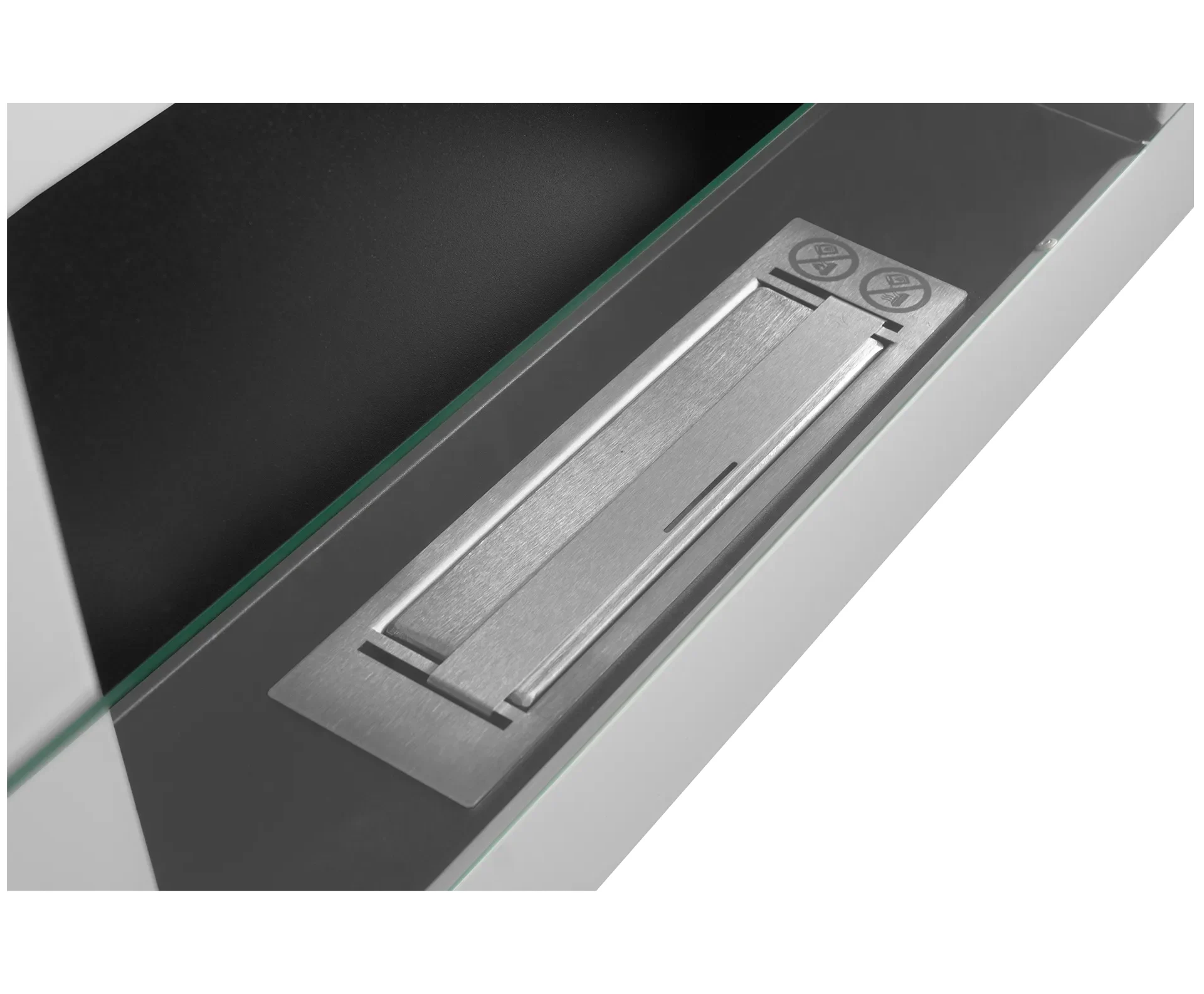Wandbioethanolofen mit Glas 650x400 weiß glänzend