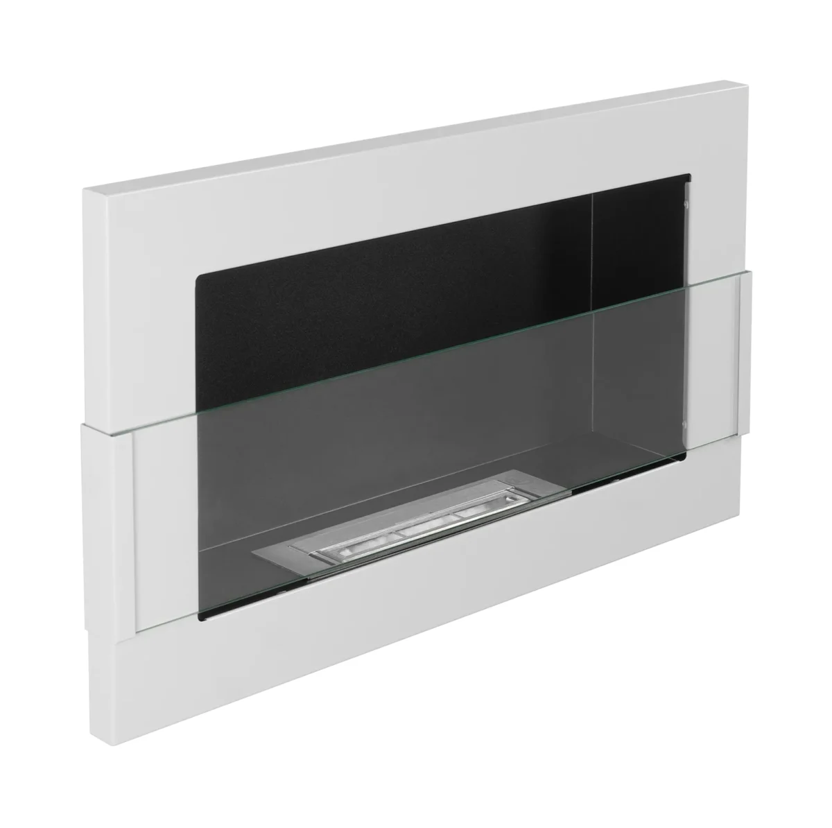 Wandbioethanolofen mit Glas 650x400 weiß glänzend