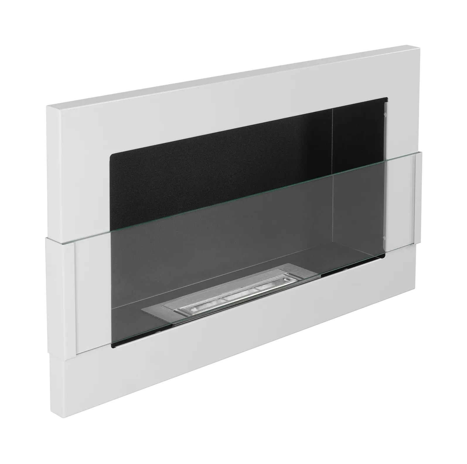 Wandbioethanolofen mit Glas 650x400 weiß glänzend