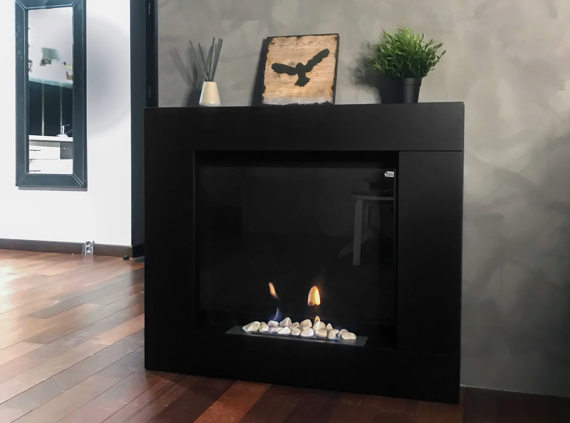4115 Biokamin Portal Asne Schwarz Matt