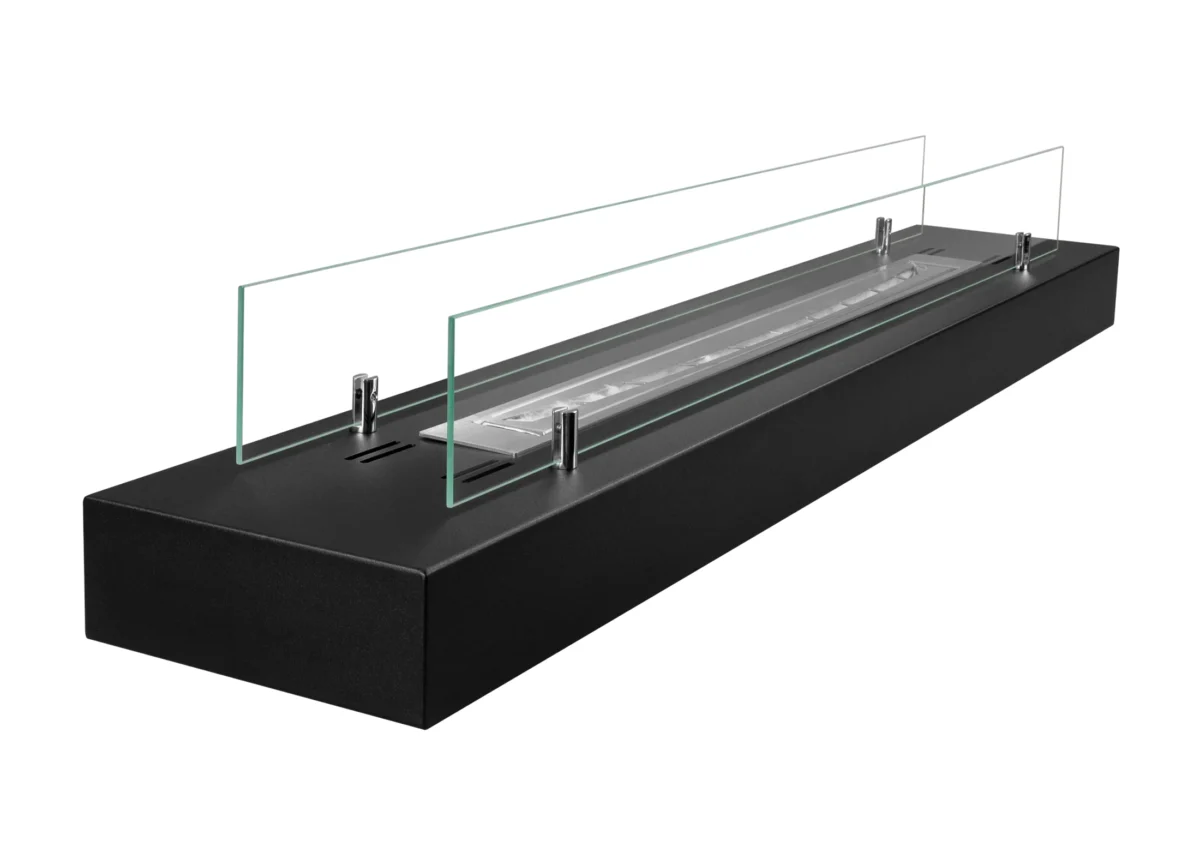 4124 Bio-Ethanol Kamin Einsatz mit Glas 1200mm