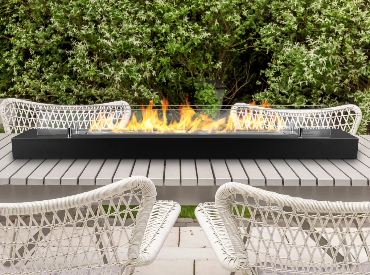 4127 Bio-Ethanol Kamin Einsatz mit Glas 1200mm