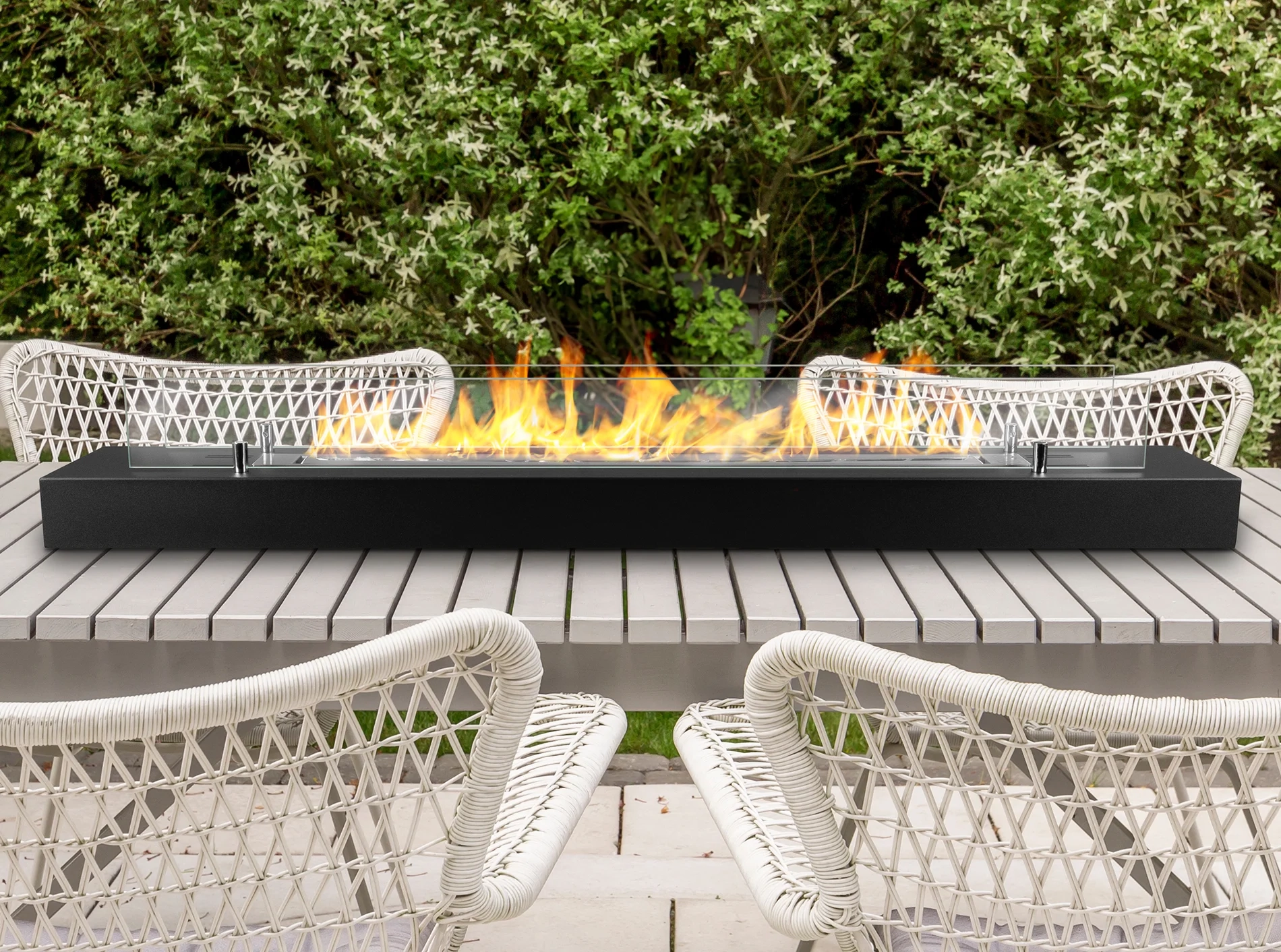 4127 Bio-Ethanol Kamin Einsatz mit Glas 1200mm