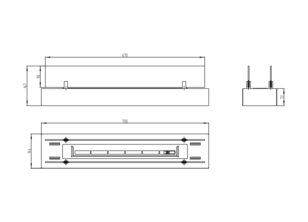 4140 Bio-Kamin Einsatz mit Glas 700mm