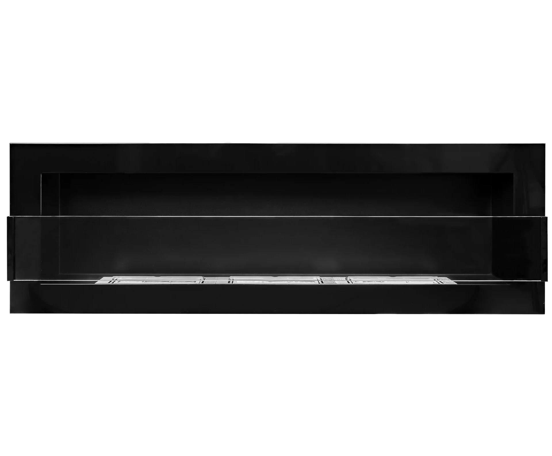 Wandbioethanolofen mit Glas 1200x400 schwarz glänzend