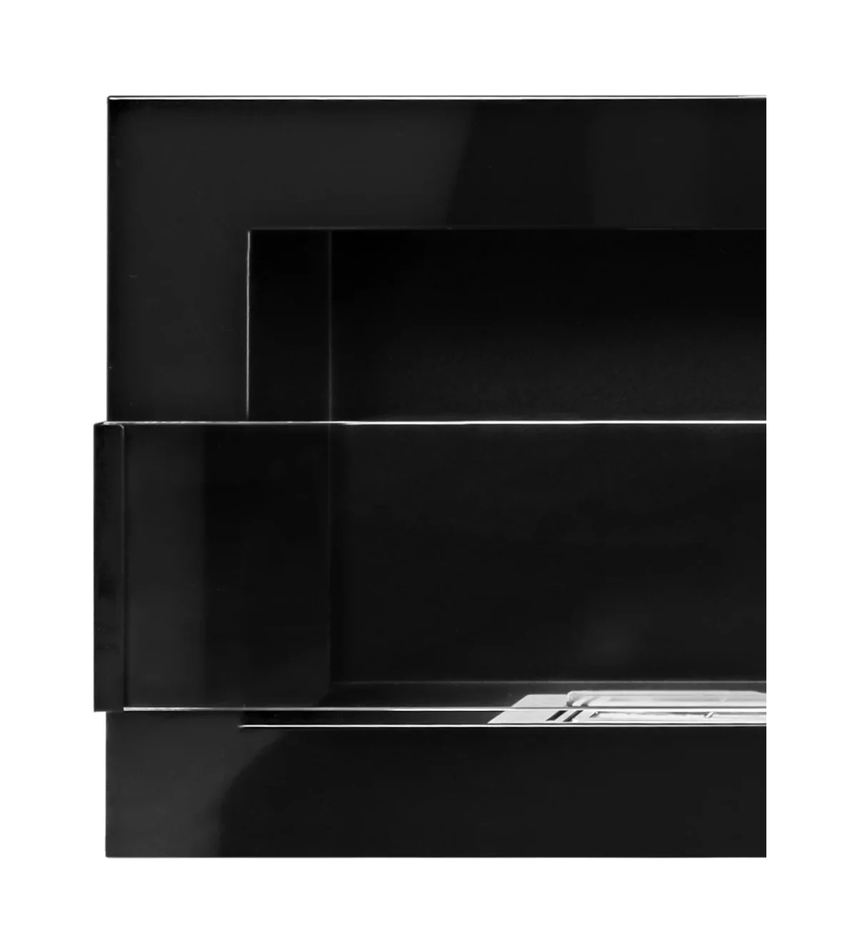 Wandbioethanolofen mit Glas 1200x400 schwarz glänzend
