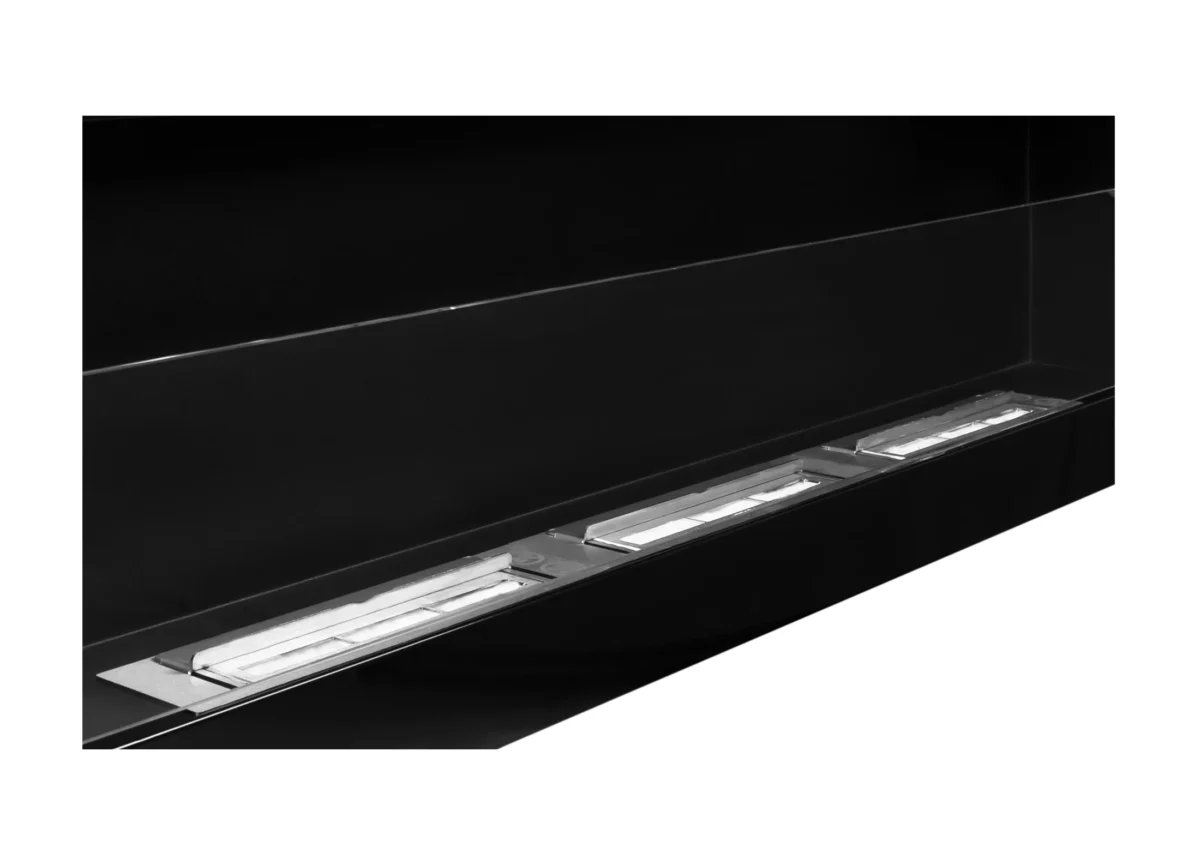 Wandbioethanolofen mit Glas 1200x400 schwarz glänzend