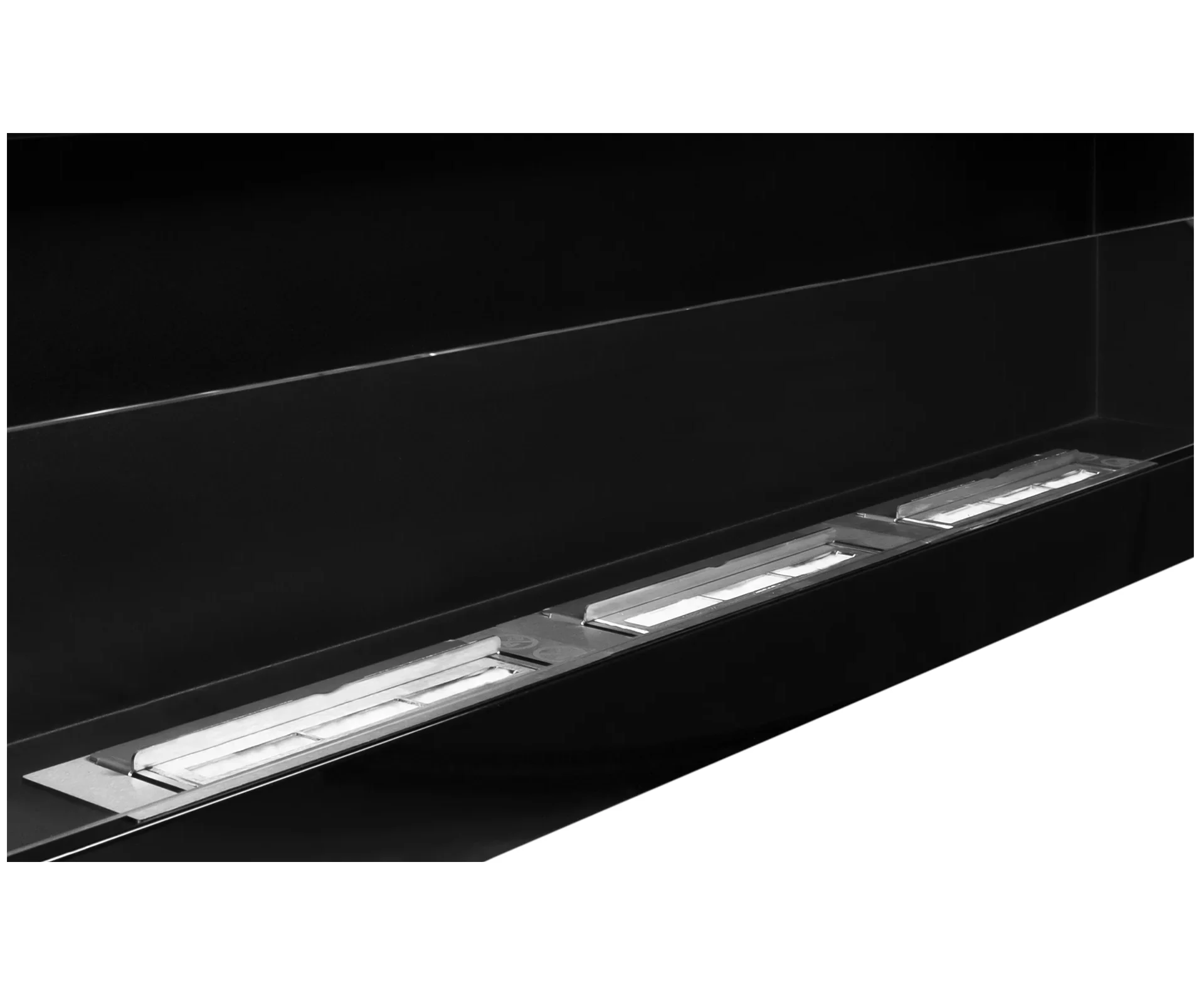 Wandbioethanolofen mit Glas 1200x400 schwarz glänzend