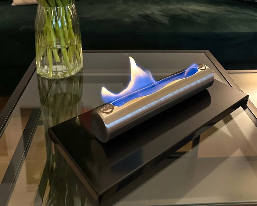 4208 Biokamin Edelstahl Schwarz Hochglanz