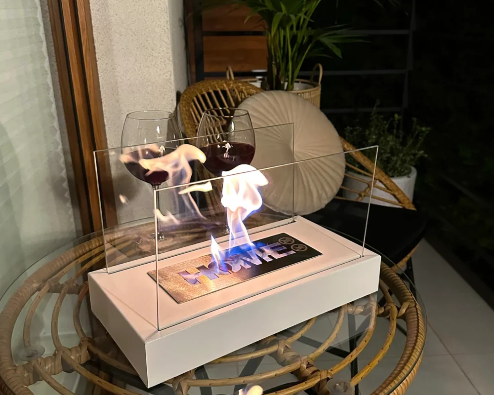 4212 Freistehender Bio-Kamin Home weiß strukturiert matt
