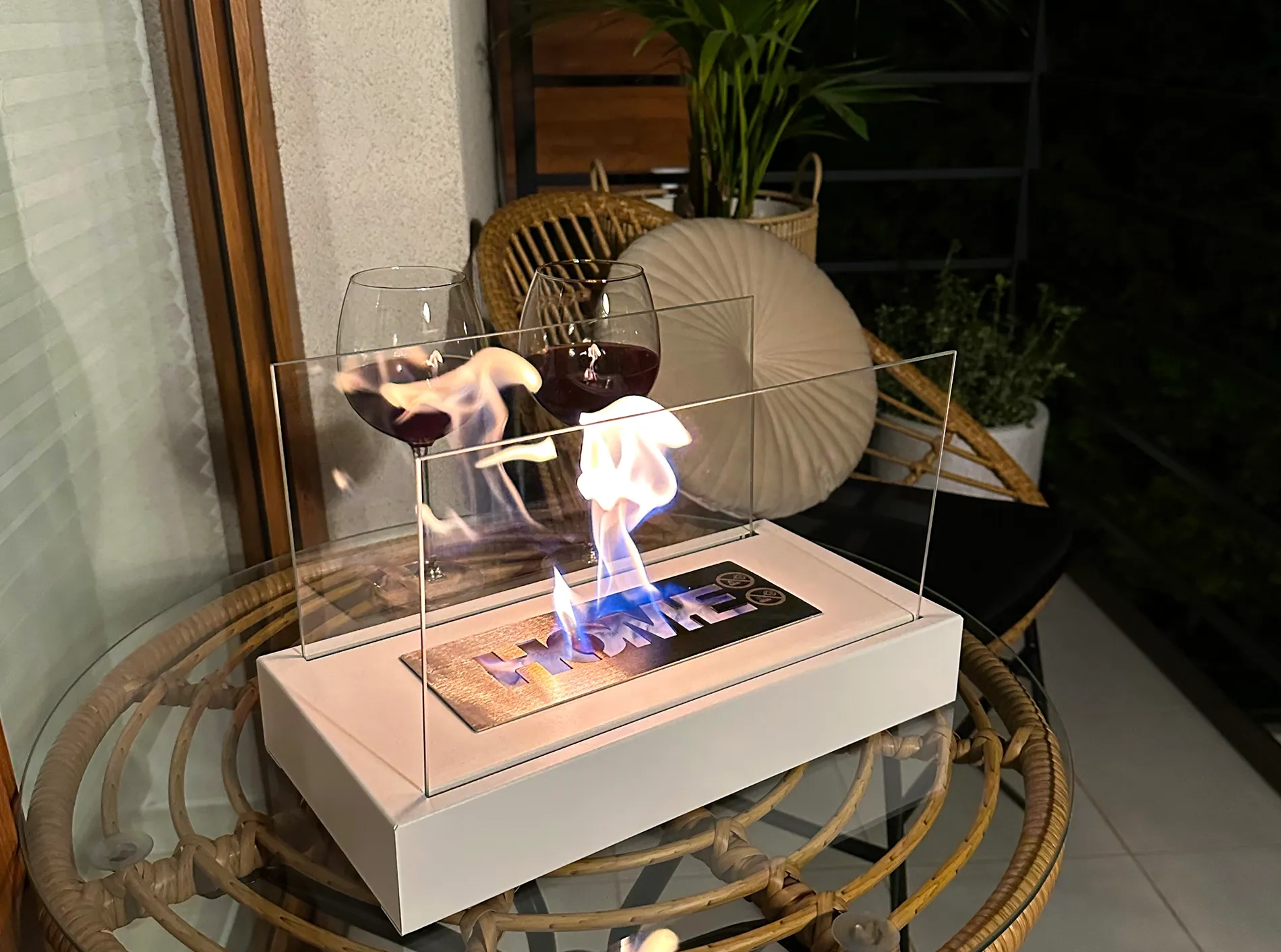 4212 Freistehender Bio-Kamin Home weiß strukturiert matt