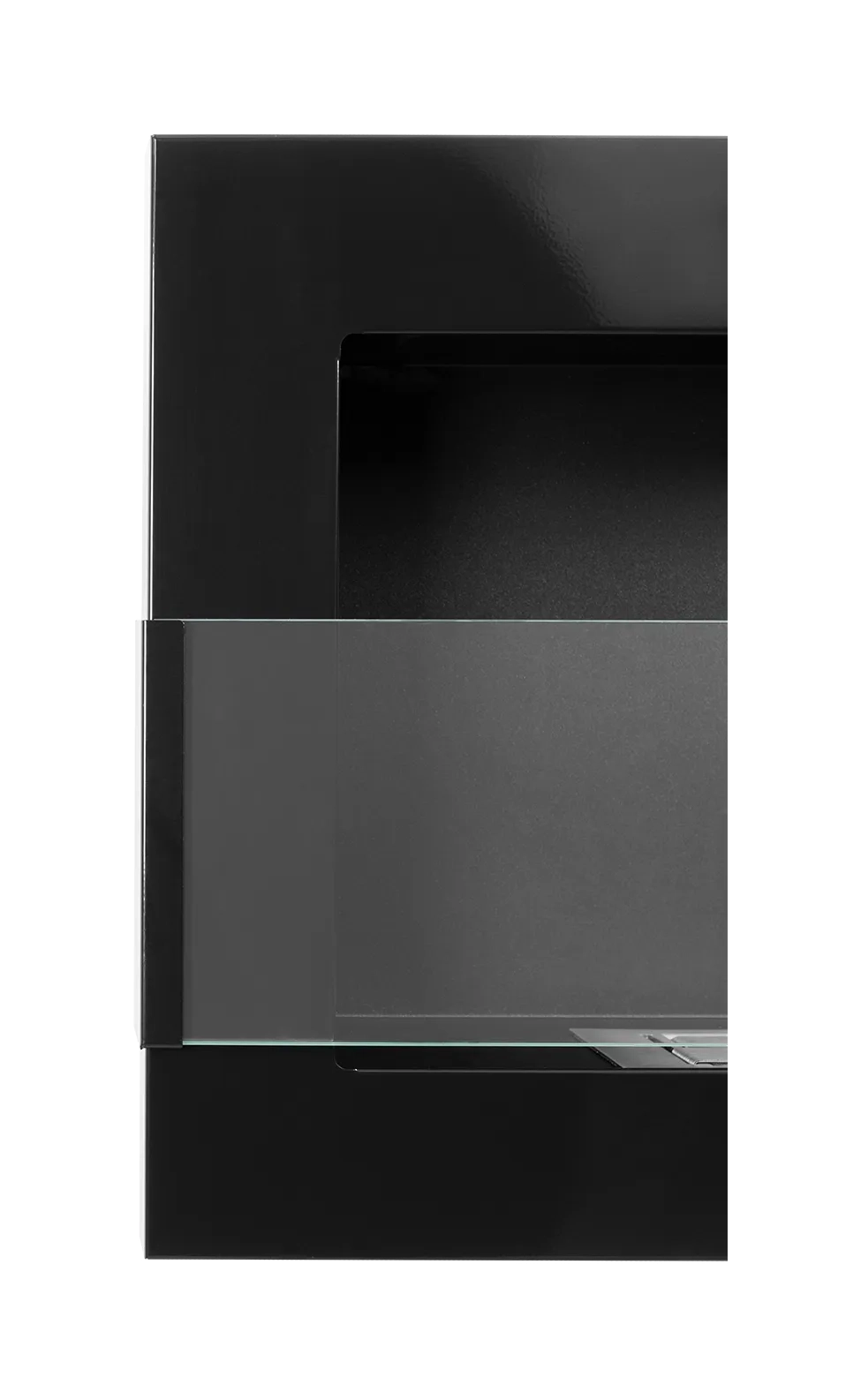 4243 Hängender Bio-Kamin mit Glas 650x400 schwarz glänzend