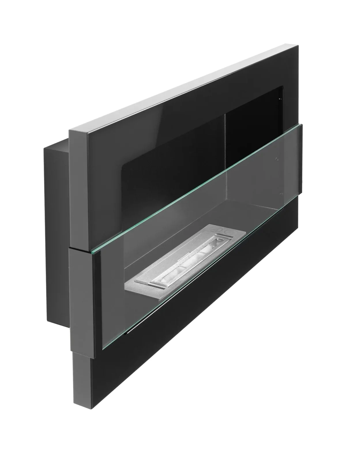 4245 Hängender Bio-Kamin mit Glas 650x400 schwarz glänzend