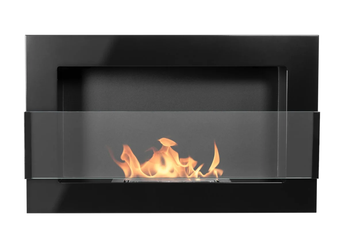 4247 Hängender Bio-Kamin mit Glas 650x400 schwarz glänzend