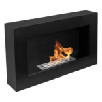 4259 Bioethanol-Wandkamin BOX 650 × 400 – Schwarz Strukturmatt
