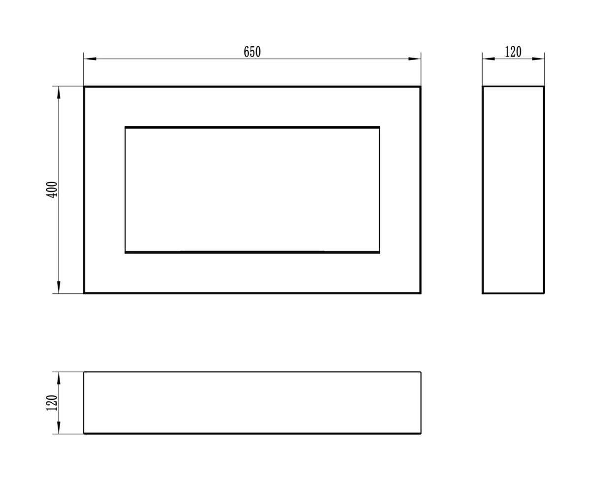 4264 Wandbioethanolofen 650x400 Box schwarz strukturiert matt