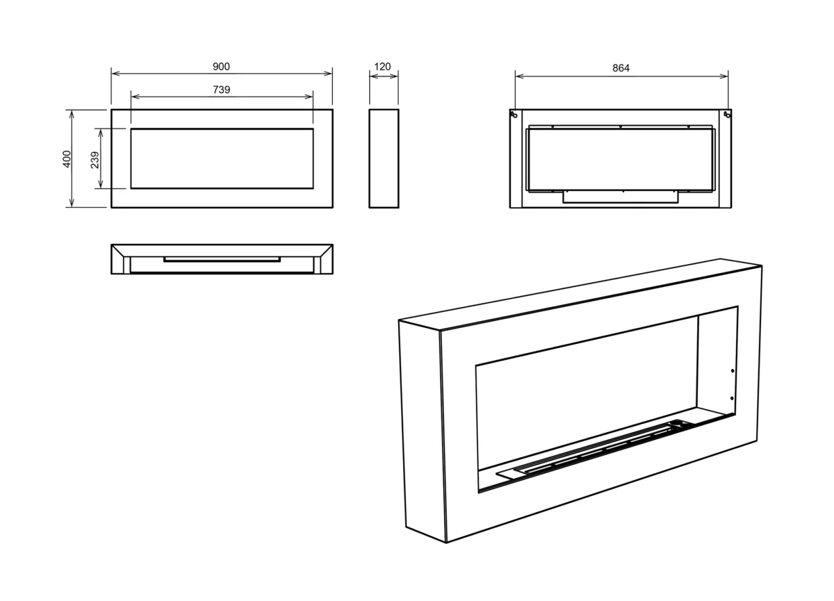 4286 Wand Bio-Kamin 900x400 Box weiß strukturiert matt