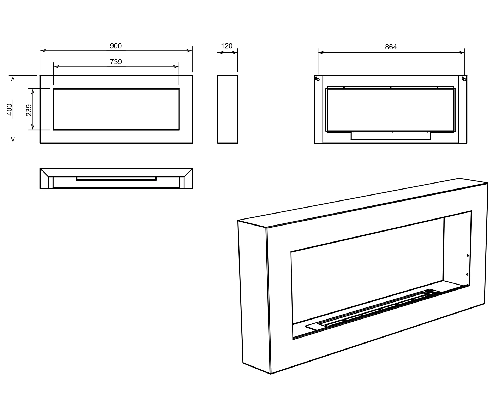 4286 Wand Bio-Kamin 900x400 Box weiß strukturiert matt