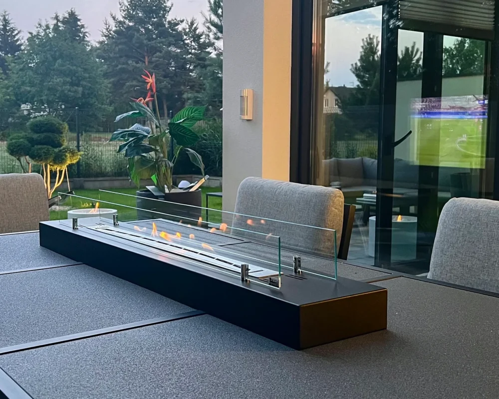 4324 Bio-Ethanol Kamin Einsatz mit Glas 1200mm
