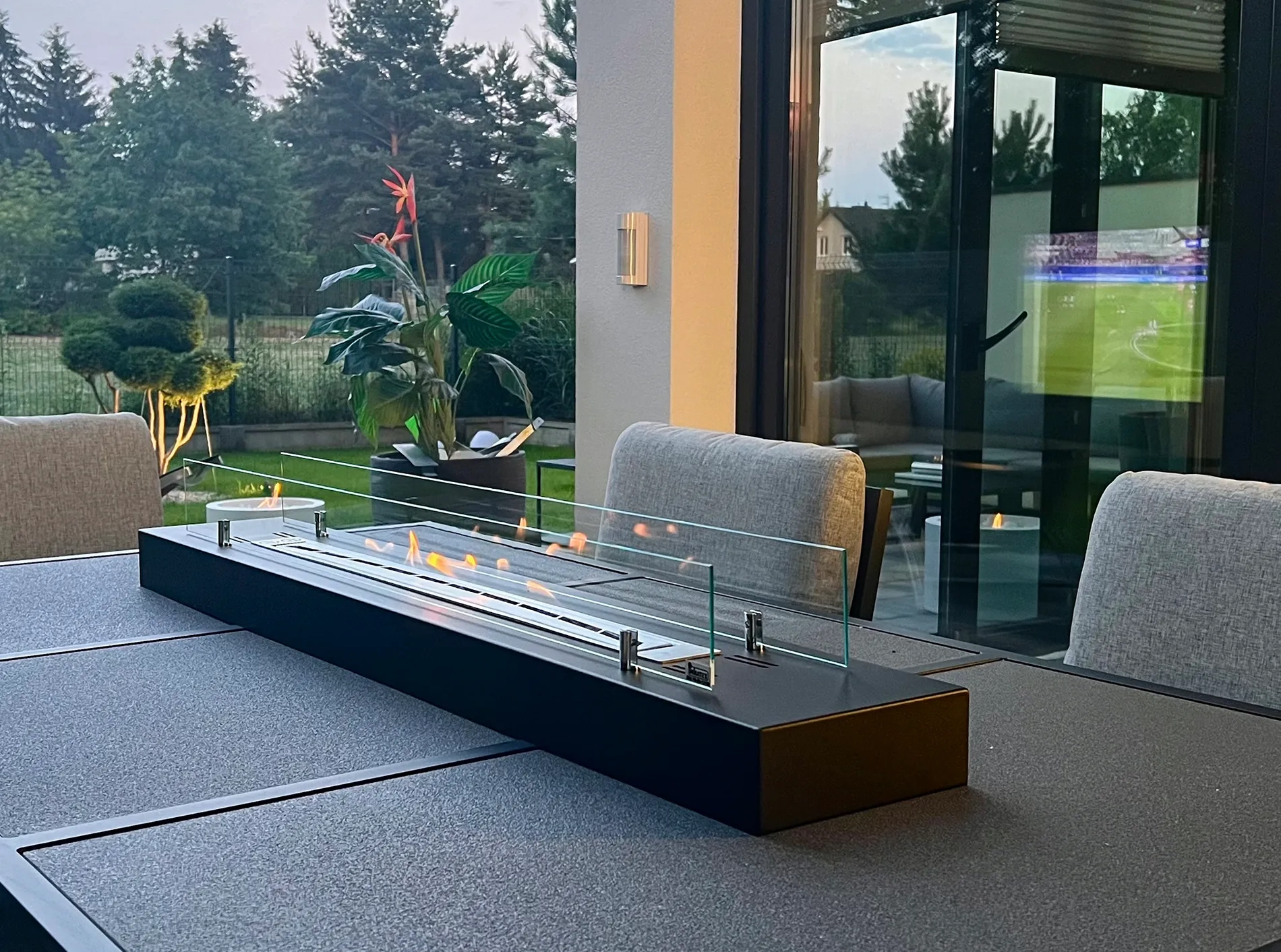 4324 Bio-Ethanol Kamin Einsatz mit Glas 1200mm