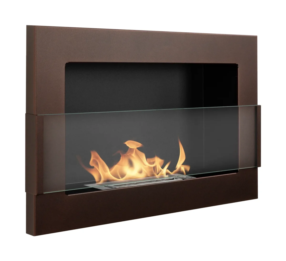 4343 Hängender Bio-Kamin mit Glas 650x400 braun strukturiert matt