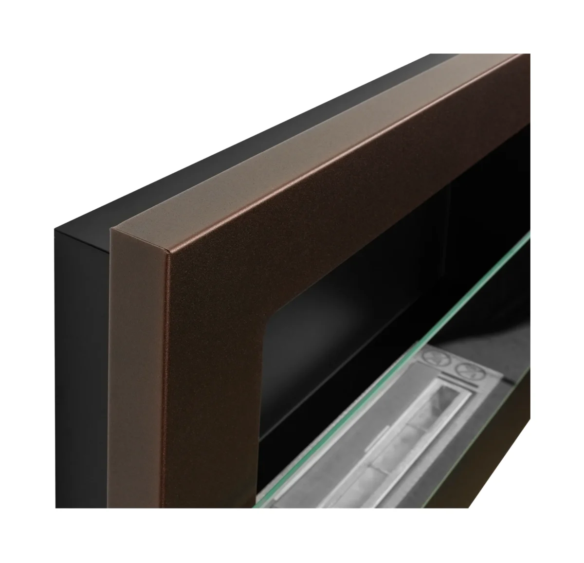 4345 Hängender Bio-Kamin mit Glas 650x400 braun strukturiert matt