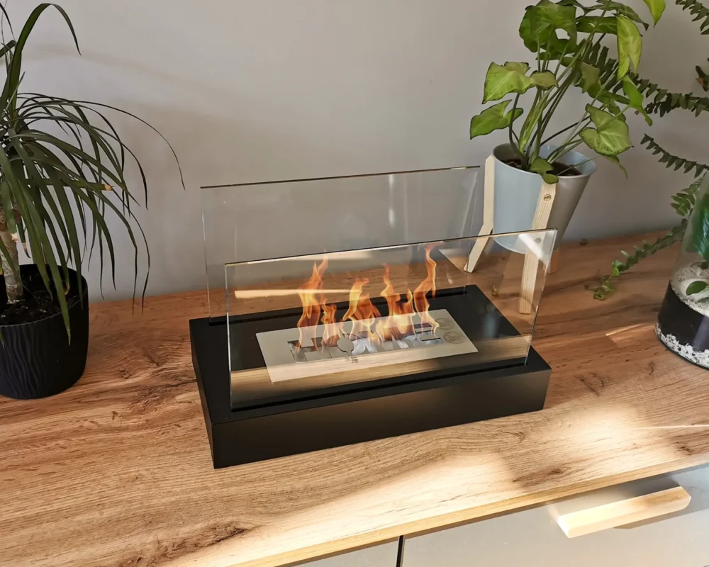 4368 Freistehender Bio-Kamin Home schwarz strukturiert matt